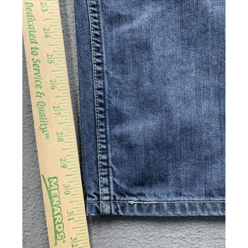Levi's 514 Denim Jeans Blue Distressed Slim Straight Zip Pockets Size 42X32 Vtg - Picture 11 of 16